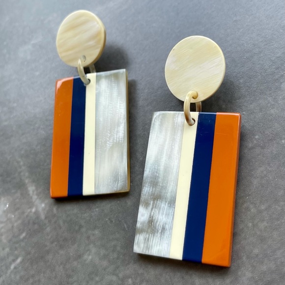 Anthropologie Jewelry - NEW Anthropologie Cabana Stripe Horn Earrings